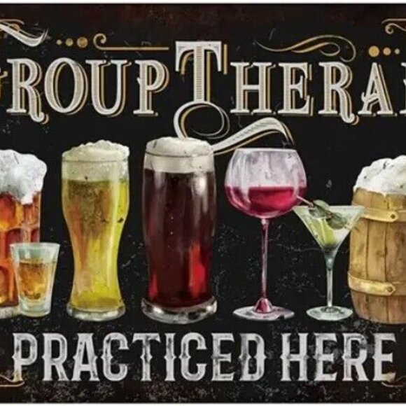 Funny Beer Group Therapy NoveltySign Aluminum 8 x 12" Tin Metal Sign - Picture 2 of 6